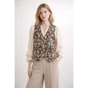 VTG Women's Waistcoat Vest Tapestry International Children Around World Teacher